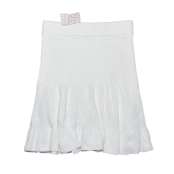 Free People Solid Gold Knit Skirt Cream Size Medium - Picture 1 of 4